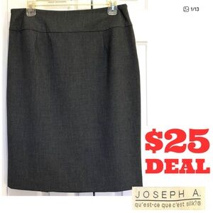 Joseph A. Pencil Skirt with Back Vents Med Grey Size 8